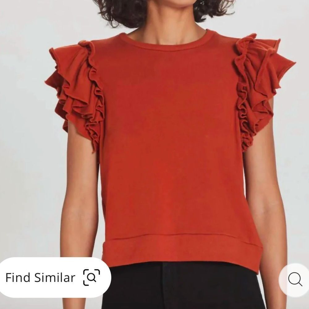 NWOT 169.00 Flutter  Sleeve French Terry Shell Top In Picante Large